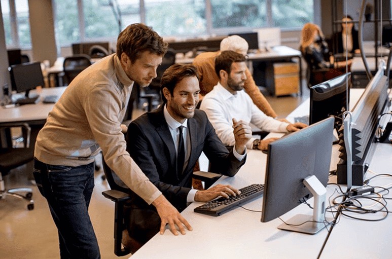 Skyspire InfoTech team working together on a client project